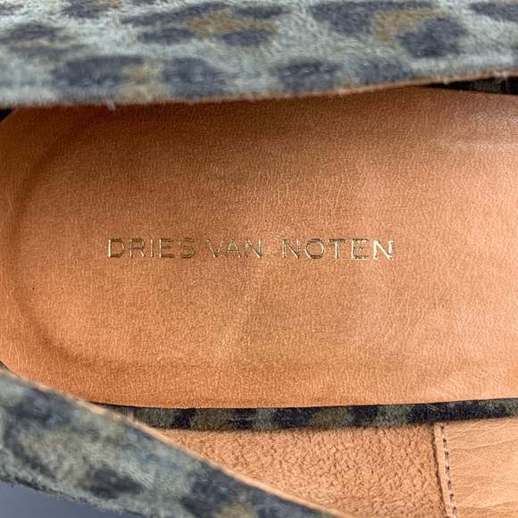 DRIES VAN NOTEN Moss Brown Suede Animal Print Platform Pumps - Picture 7 of 9